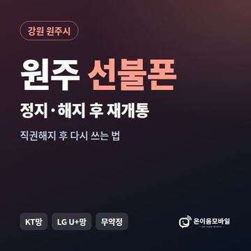 원주시정지폰 선불폰 개통 안내 이미지