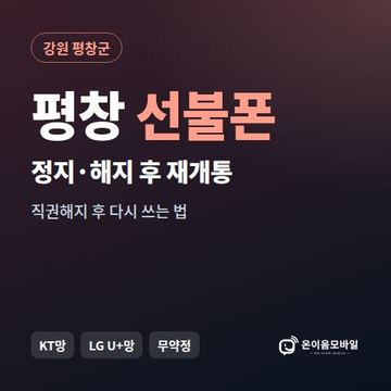 평창군정지폰 선불폰 개통 안내 이미지