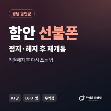 함안군정지폰 선불폰 개통 안내 이미지