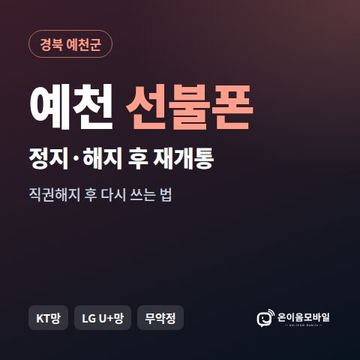 예천군정지폰 선불폰 개통 안내 이미지