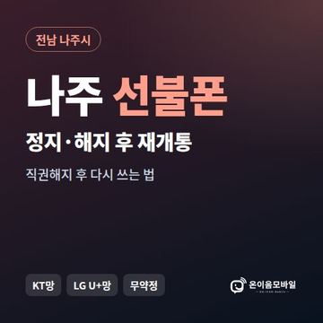 나주시정지폰 선불폰 개통 안내 이미지