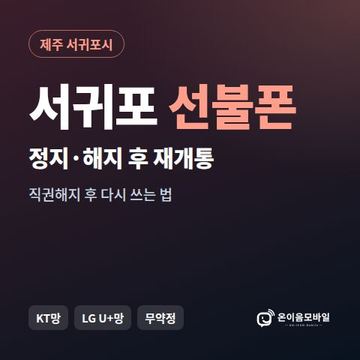 서귀포시정지폰 선불폰 개통 안내 이미지