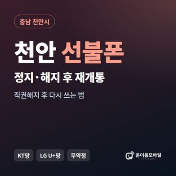 천안시정지폰 선불폰 개통 안내 이미지